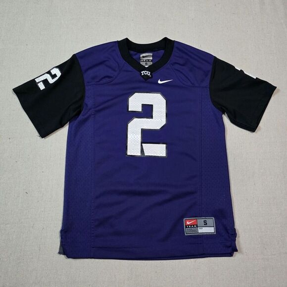 Nike Team TCU Horned Frogs FOOTBALL Jersey 2014-15 PURPLE/BLACK #2 Womens SMALL - Picture 1 of 6